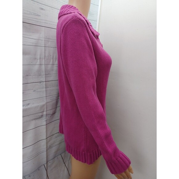 Chicos Crochet Sweater Pink Pullover Henley Collar Sz 1 - Picture 4 of 9